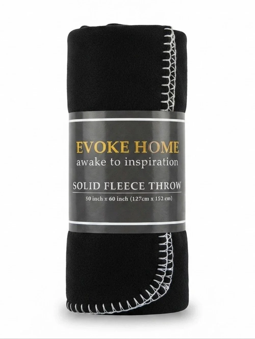 NWT Evoke Home Black Fleece Throw Blanket 50x60